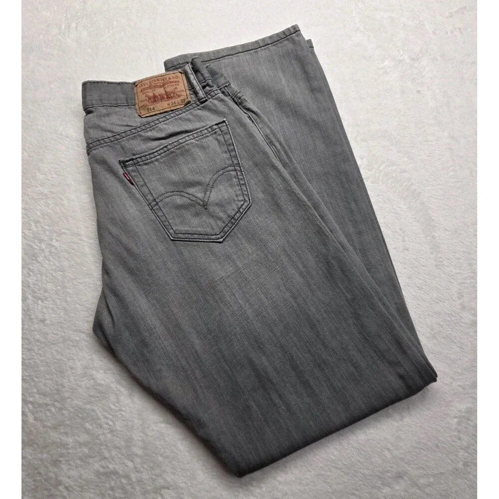 Levi's 514 Men's  Gray Slim Straight Leg Jeans  100% Cotton Size: 34x32